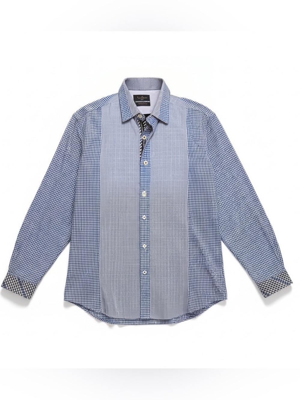 English Laundry Blue Checked Floral Long-Sleeve Button-Down Shirt Size XL